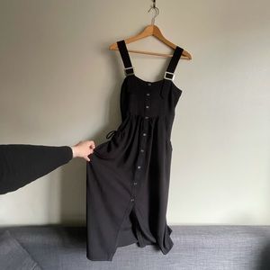 Black overall midi button sundress